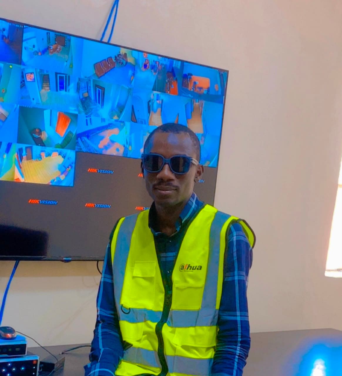 Vexel technician at a CCTV monitoring installation